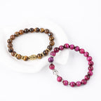 Fortune Jewel Blue Green Red Tiger Eye Buddha Head Balance Bracelet