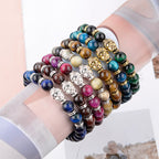 Fortune Jewel Blue Green Red Tiger Eye Buddha Head Balance Bracelet