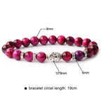 Fortune Jewel Blue Green Red Tiger Eye Buddha Head Balance Bracelet