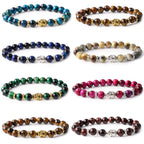 Fortune Jewel Blue Green Red Tiger Eye Buddha Head Balance Bracelet