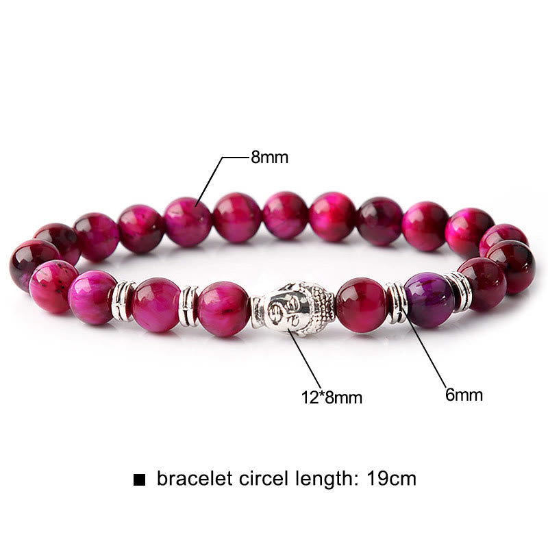 Fortune Jewel Blue Green Red Tiger Eye Buddha Head Balance Bracelet