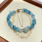 Fortune Jewel Aquamarine Gravel Design Star Healing Magnetic Buckle Bracelet