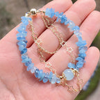 Fortune Jewel Aquamarine Gravel Design Star Healing Magnetic Buckle Bracelet