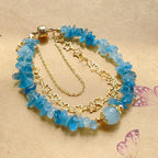 Fortune Jewel Aquamarine Gravel Design Star Healing Magnetic Buckle Bracelet