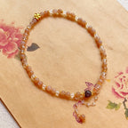 Fortune Jewel Sun Stone Crystal Peach Blossom Wealth Double Wrap Bracelet