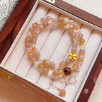 Fortune Jewel Sun Stone Crystal Peach Blossom Wealth Double Wrap Bracelet