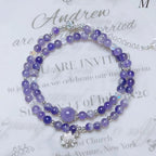 Fortune Jewel Amethyst Crystal Sunflower Spiritual Awareness Double Wrap Bracelet
