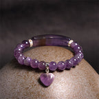 Fortune Jewel Natural Quartz Love Heart Healing Beads Bracelet