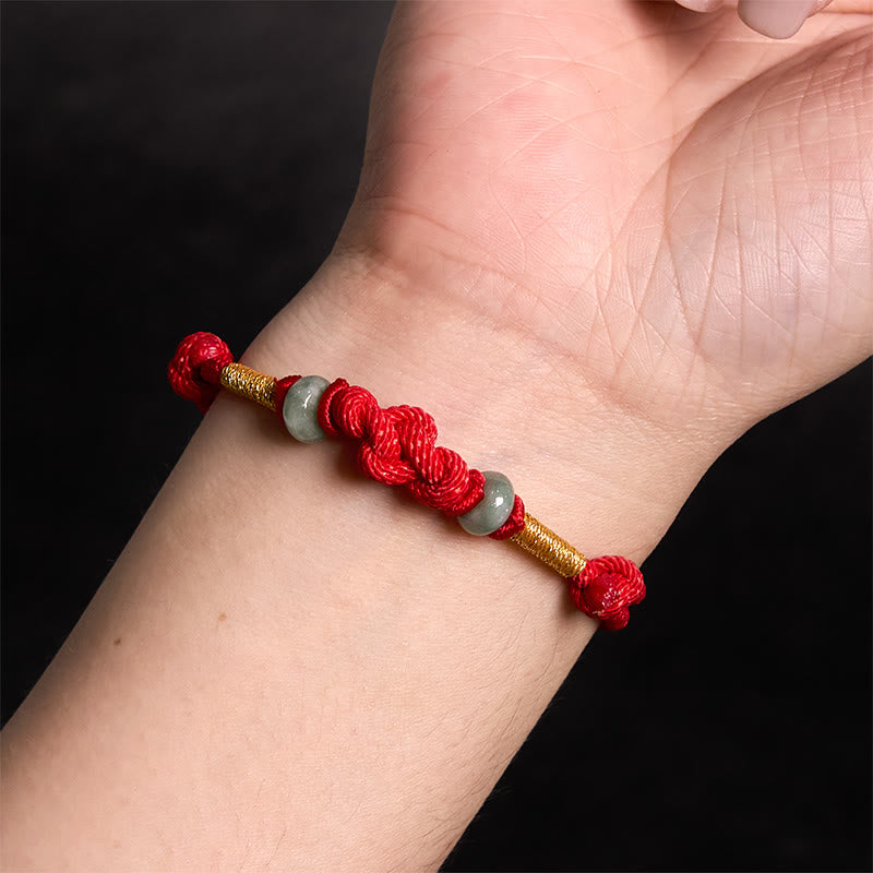 Fortune Jewel Red String Jade Luck Fortune Knot Braided Couple Bracelet