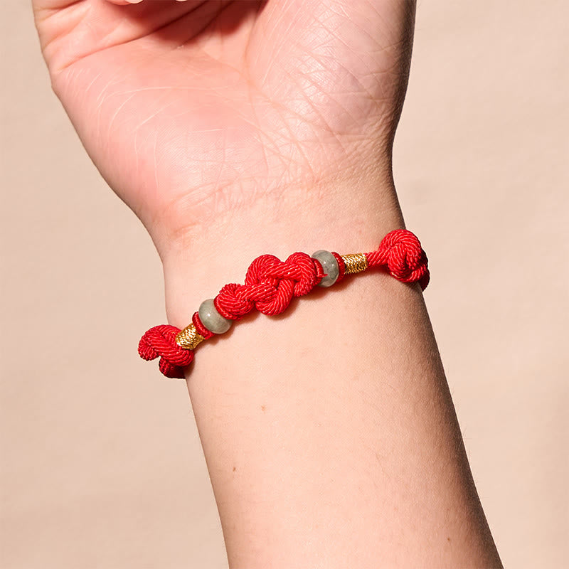 Fortune Jewel Red String Jade Luck Fortune Knot Braided Couple Bracelet