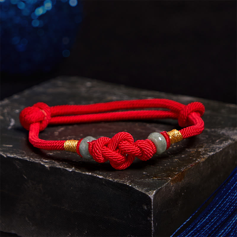 Fortune Jewel Red String Jade Luck Fortune Knot Braided Couple Bracelet