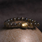 Fortune Jewel Gold Sheen Obsidian Silver Sheen Obsidian Lovely Paw Lucky Cat Protection Bracelet