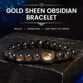Fortune Jewel Gold Sheen Obsidian Silver Sheen Obsidian Lovely Paw Lucky Cat Protection Bracelet