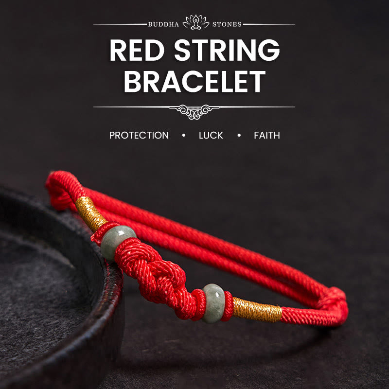 Fortune Jewel Red String Jade Luck Fortune Knot Braided Couple Bracelet