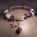 Fortune Jewel Natural Amethyst Crystal Spiritual Butterfly Charm Bracelet