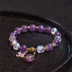 Fortune Jewel Natural Amethyst Crystal Spiritual Butterfly Charm Bracelet