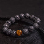 Fortune Jewel Lava Rock Tiger Eye Stone Peace Healing Bracelet