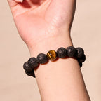 Fortune Jewel Lava Rock Tiger Eye Stone Peace Healing Bracelet