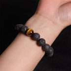 Fortune Jewel Lava Rock Tiger Eye Stone Peace Healing Bracelet