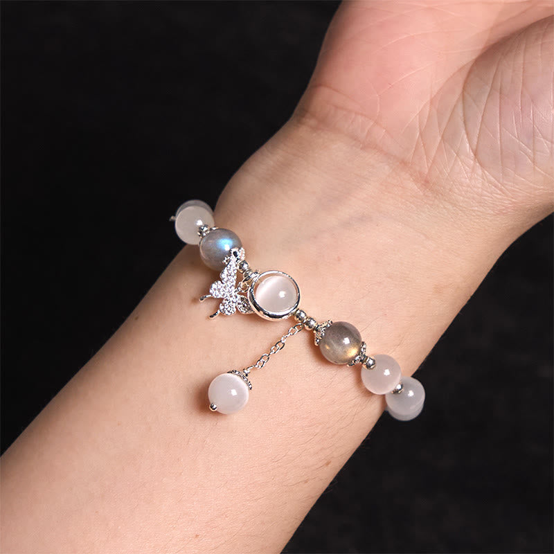 Fortune Jewel Cat's Eye Moonstone Butterfly Star Charm Support Bracelet