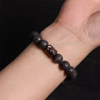 Fortune Jewel Lava Rock Ebony Wood Tiger Eye Healing Bracelet