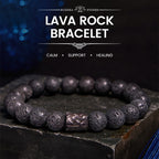 Fortune Jewel Lava Rock Ebony Wood Tiger Eye Healing Bracelet