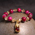 Fortune Jewel Red Tiger Eye PiXiu Fox Protection Self Confidence Bracelet