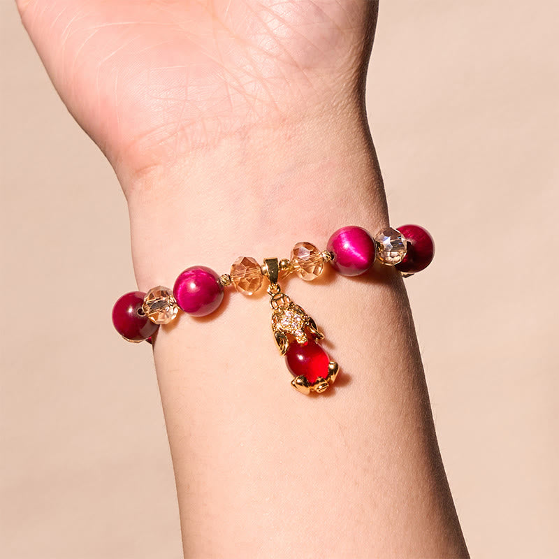Fortune Jewel Red Tiger Eye PiXiu Fox Protection Self Confidence Bracelet