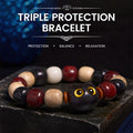 Fortune Jewel Small Leaf Red Sandalwood Ebony Wood Cute Cat Engraved Protection Bracelet