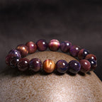 Fortune Jewel Natural Purple Tiger Eye Protection Strength Bracelet
