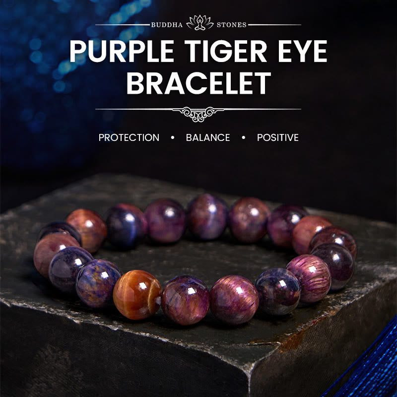 Fortune Jewel Natural Purple Tiger Eye Protection Strength Bracelet