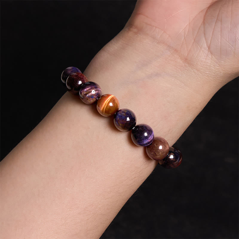 Fortune Jewel Natural Purple Tiger Eye Protection Strength Bracelet