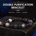 Fortune Jewel Black Obsidian Lava Rock Stone Yin Yang Strength Bracelet