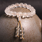 Fortune Jewel Tibet White Crystal Black Onyx Om Mani Padme Hum Meditation Bracelet