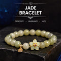 Fortune Jewel Green Jade Flower Fu Character Charm Luck Bracelet