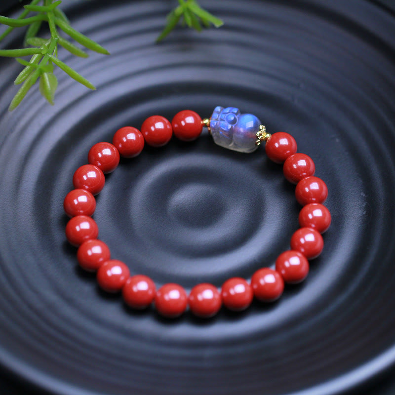 Fortune Jewel Cinnabar Moonstone PiXiu Blessing Bracelet