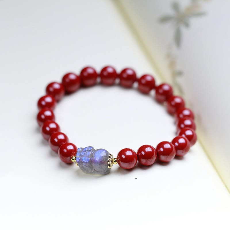 Fortune Jewel Cinnabar Moonstone PiXiu Blessing Bracelet