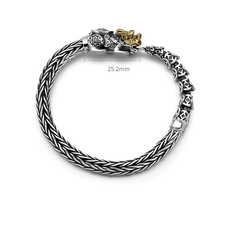 Fortune Jewel 925 Sterling Silver PiXiu Copper Coins Ingot Wealth Bracelet Bangle