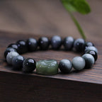Fortune Jewel Natural Eagle's Eye Stone Hetian Jade Pixiu Confidence Bracelet
