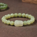 Fortune Jewel Natural Hetian Jade PiXiu Carved Luck Bracelet