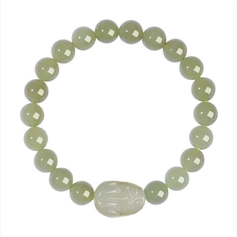 Fortune Jewel Natural Hetian Jade PiXiu Carved Luck Bracelet