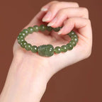 Fortune Jewel Natural Hetian Jade PiXiu Carved Luck Bracelet