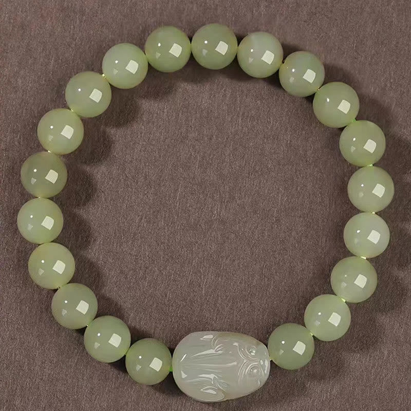 Fortune Jewel Natural Hetian Jade PiXiu Carved Luck Bracelet