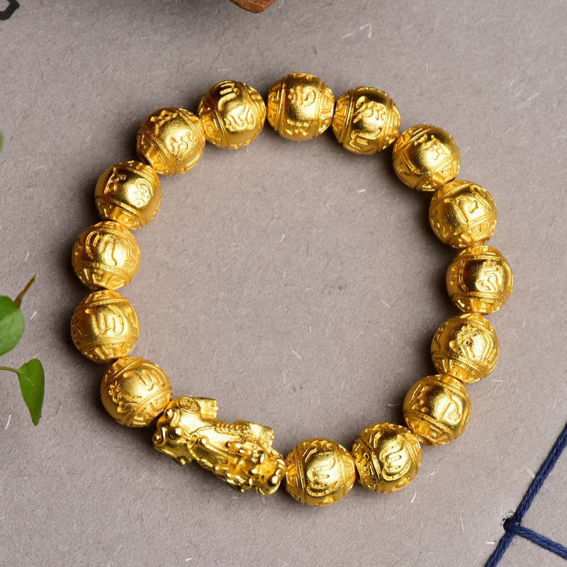 Feng Shui PiXiu Om Mani Padme Hum Carved Wealth Bracelet
