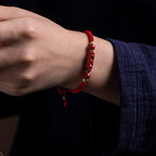 Fortune Jewel Handmade Cinnabar Ruyi Handle Fu Character PiXiu Blessing Red String Braided Bracelet