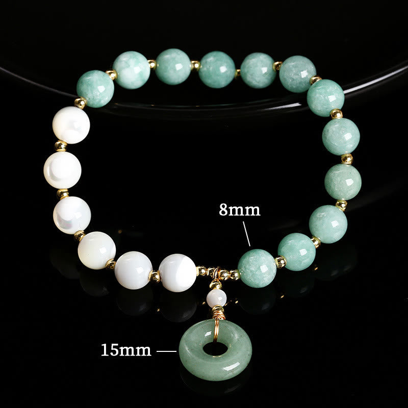 Fortune Jewel Jade Trochus Horseshoe Snail Peace Buckle Charm Abundance Bracelet