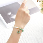 Fortune Jewel Jade Trochus Horseshoe Snail Peace Buckle Charm Abundance Bracelet