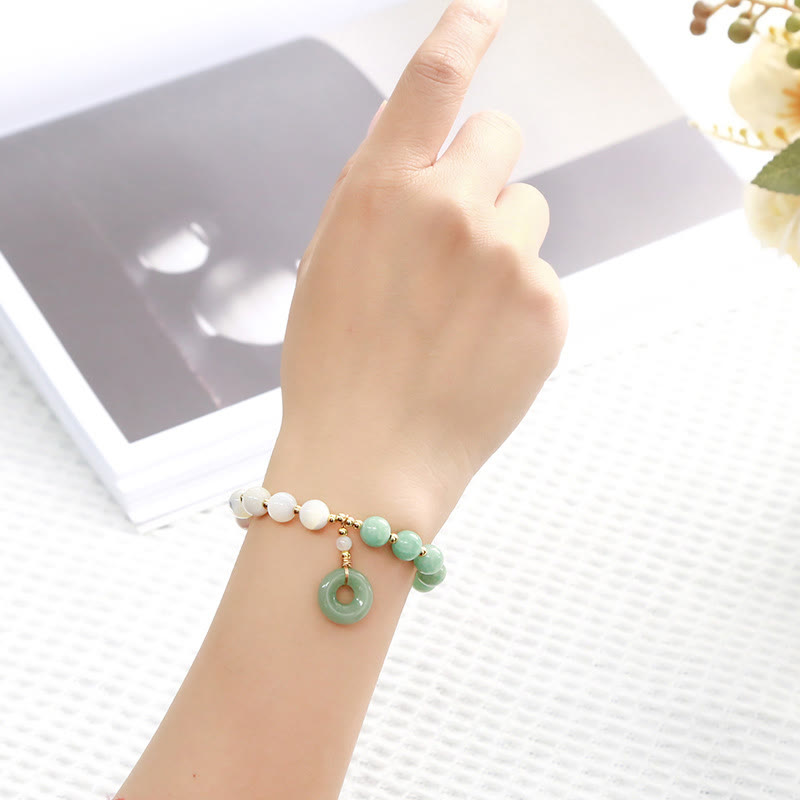 Fortune Jewel Jade Trochus Horseshoe Snail Peace Buckle Charm Abundance Bracelet