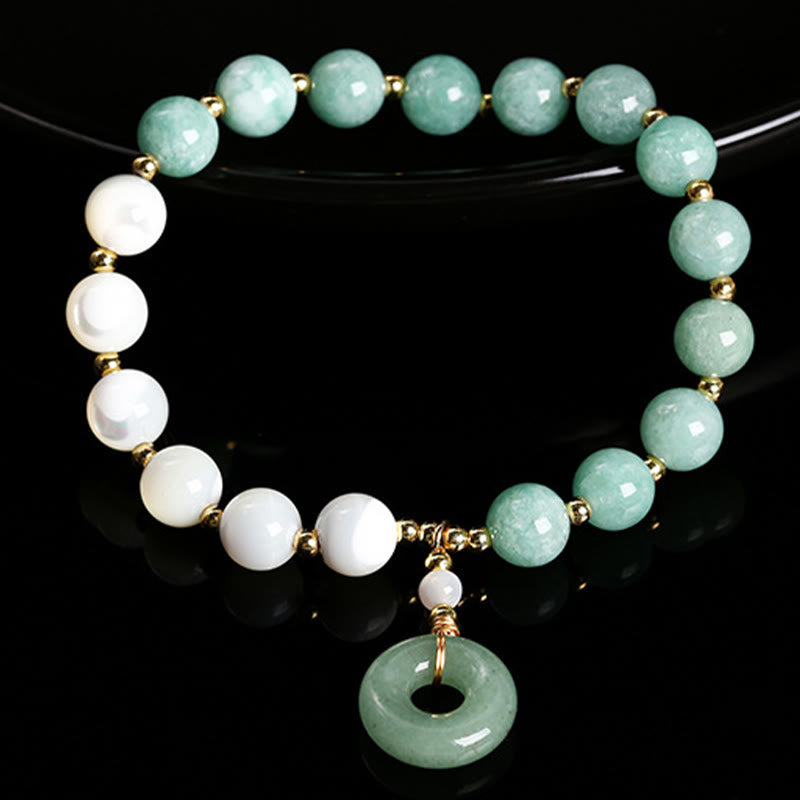 Fortune Jewel Jade Trochus Horseshoe Snail Peace Buckle Charm Abundance Bracelet