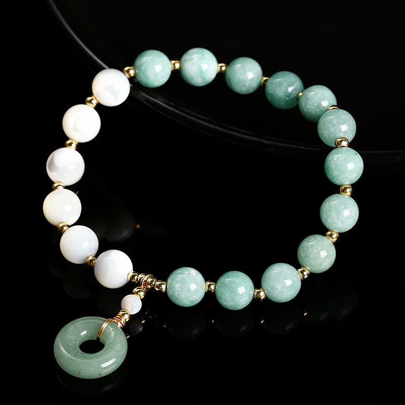 Fortune Jewel Jade Trochus Horseshoe Snail Peace Buckle Charm Abundance Bracelet